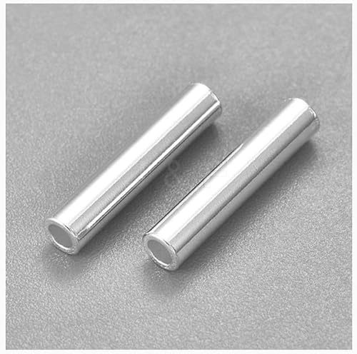 Miniatura 4 de CF27-11 - 100 cuentas de tubo redondo liso de 0.787 in (0.8 pulgadas) de largo, conector espaciador (agujero de 0.059 in) de latón chapado en plata