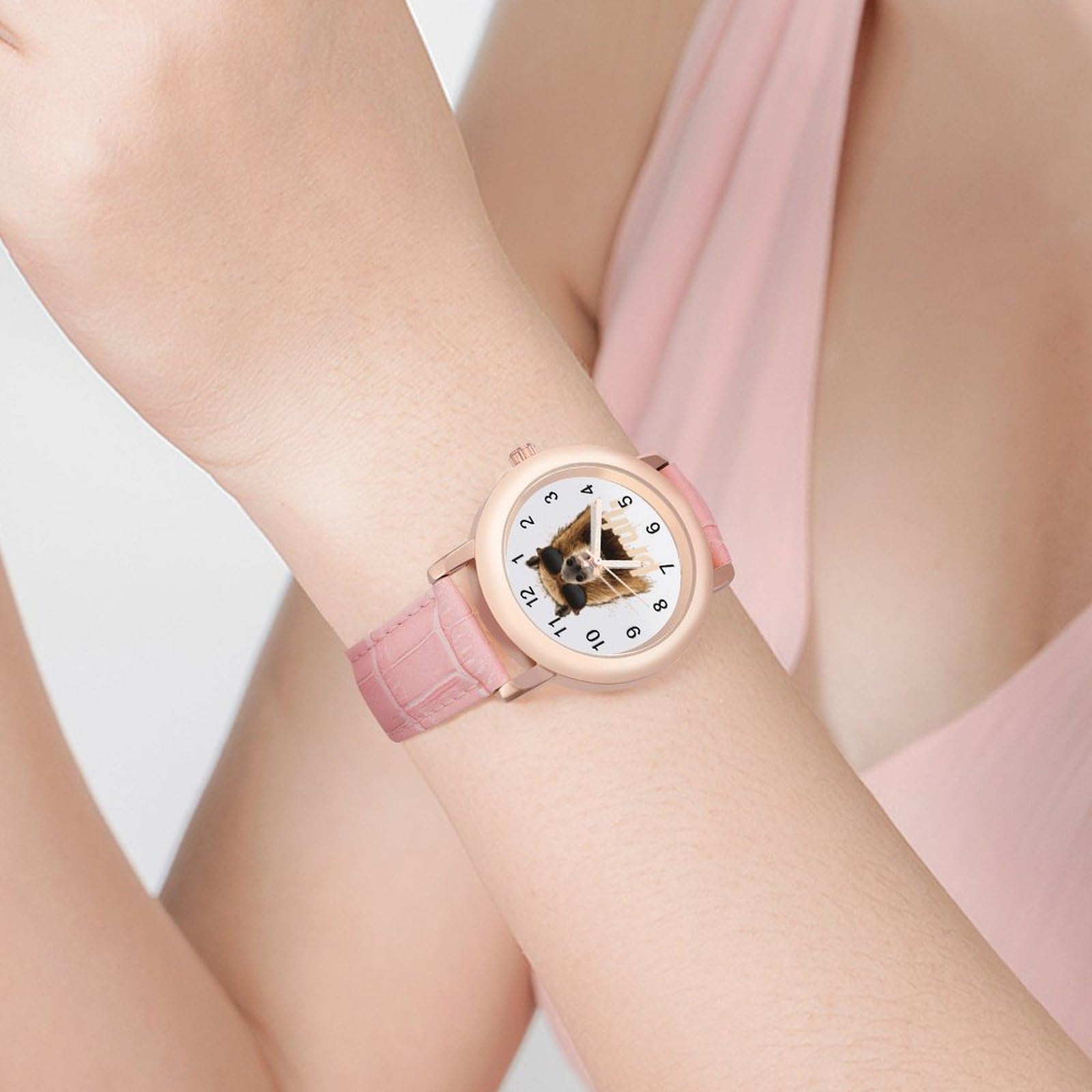 Bruh Capybara Damen-Armbanduhr, leicht zu lesen, flexibel, drei Zeiger, rundes Gehäuse, Quarzuhr für kleine Handgelenke
