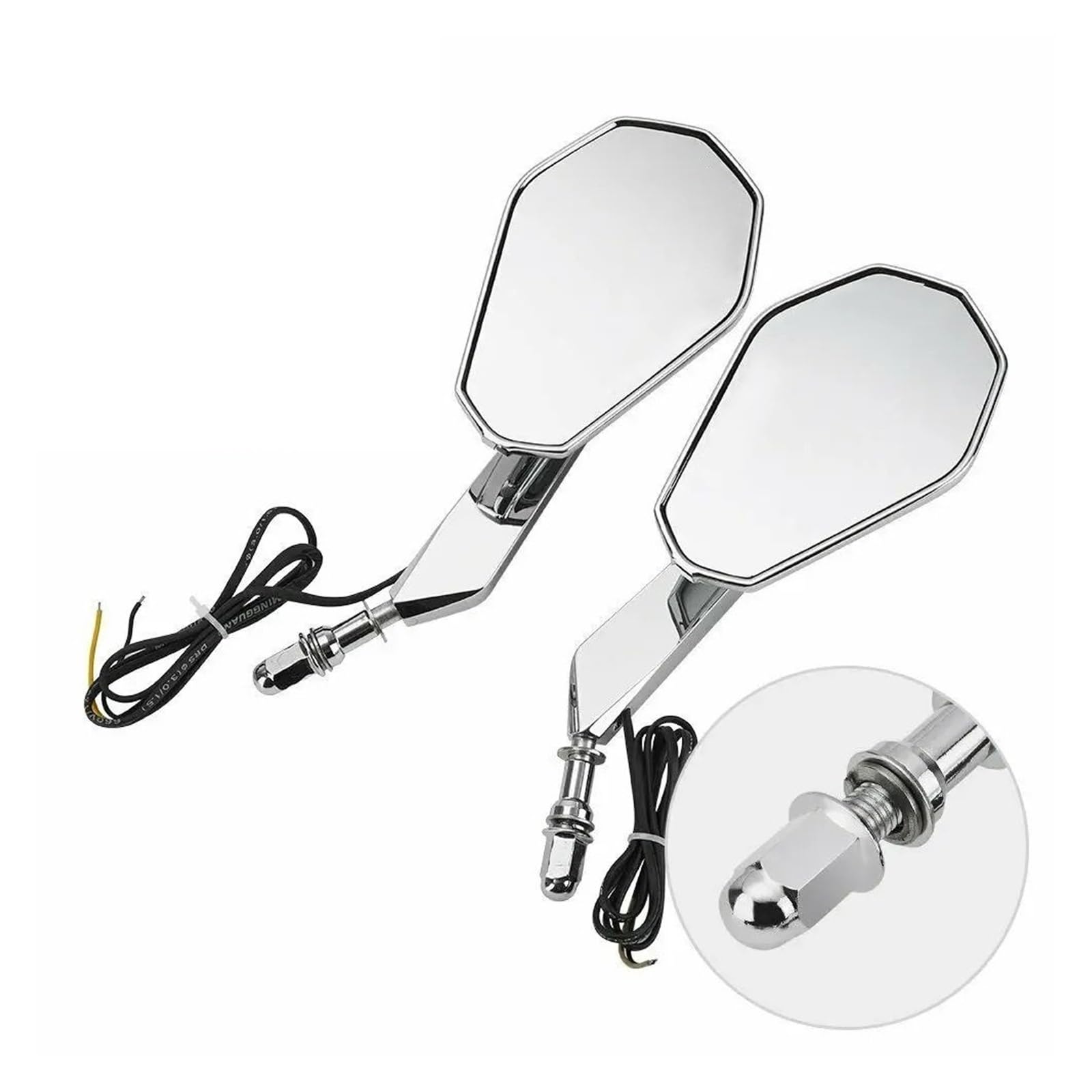 Espejo lateral universal para manillar de motocicleta con luces led intermitentes de gran angular 8