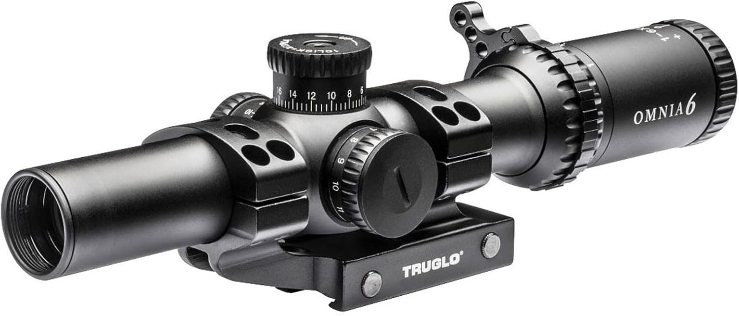 TRUGLO Omnia Tactical Hunting Shooting Durable Fogproof Shock Resistant 30mm One-Piece Aluminum Tube Illuminated All Purpose Tactical Reticle Riflescope | Flip-Up Lens Cap Included | 6 1-6X24 30MM