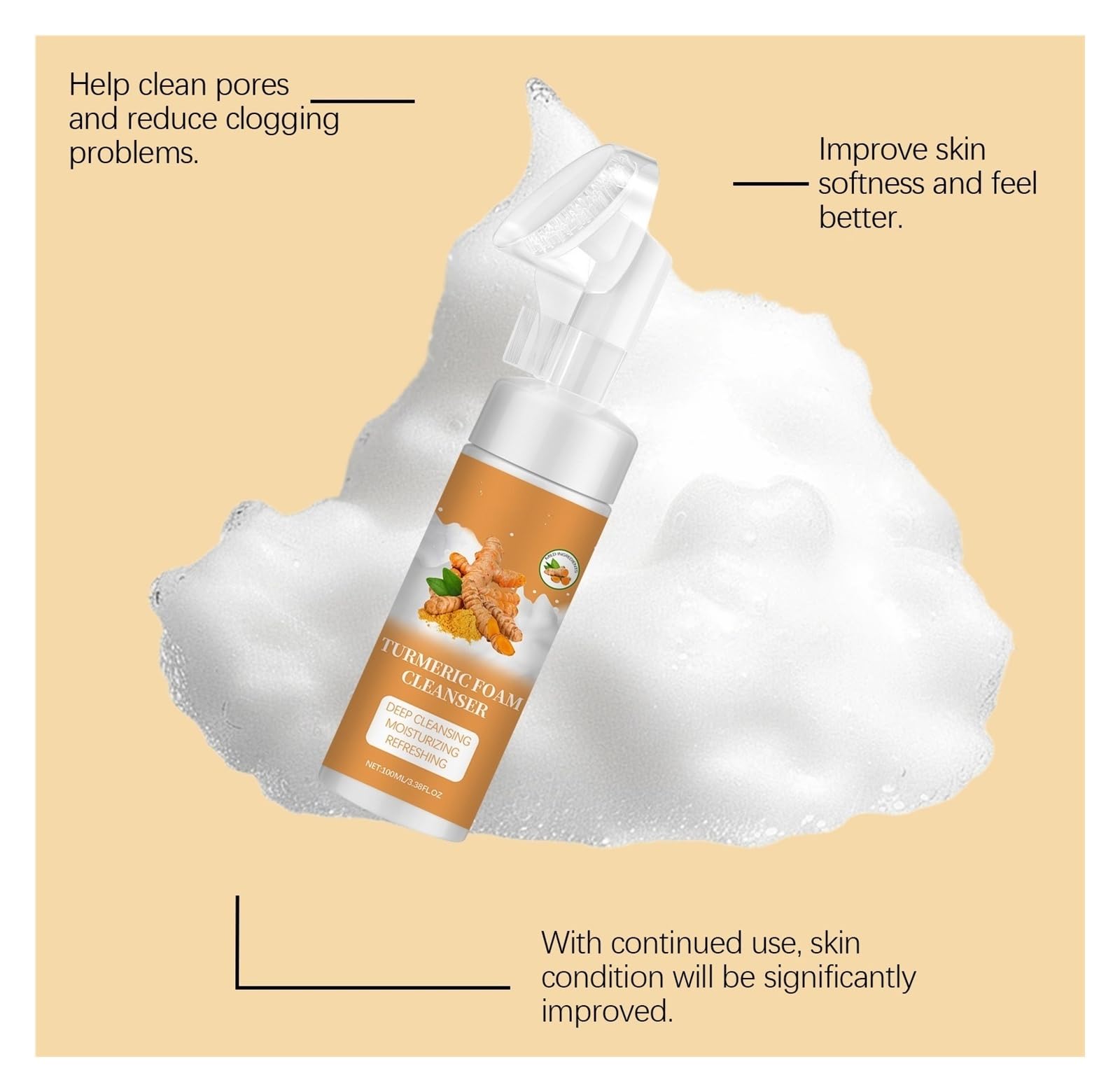Detergente viso schiumogeno da 100 ml, rinfrescante, idratante e idratante; Controlla l'olio senza causare tenuta(3pcs)