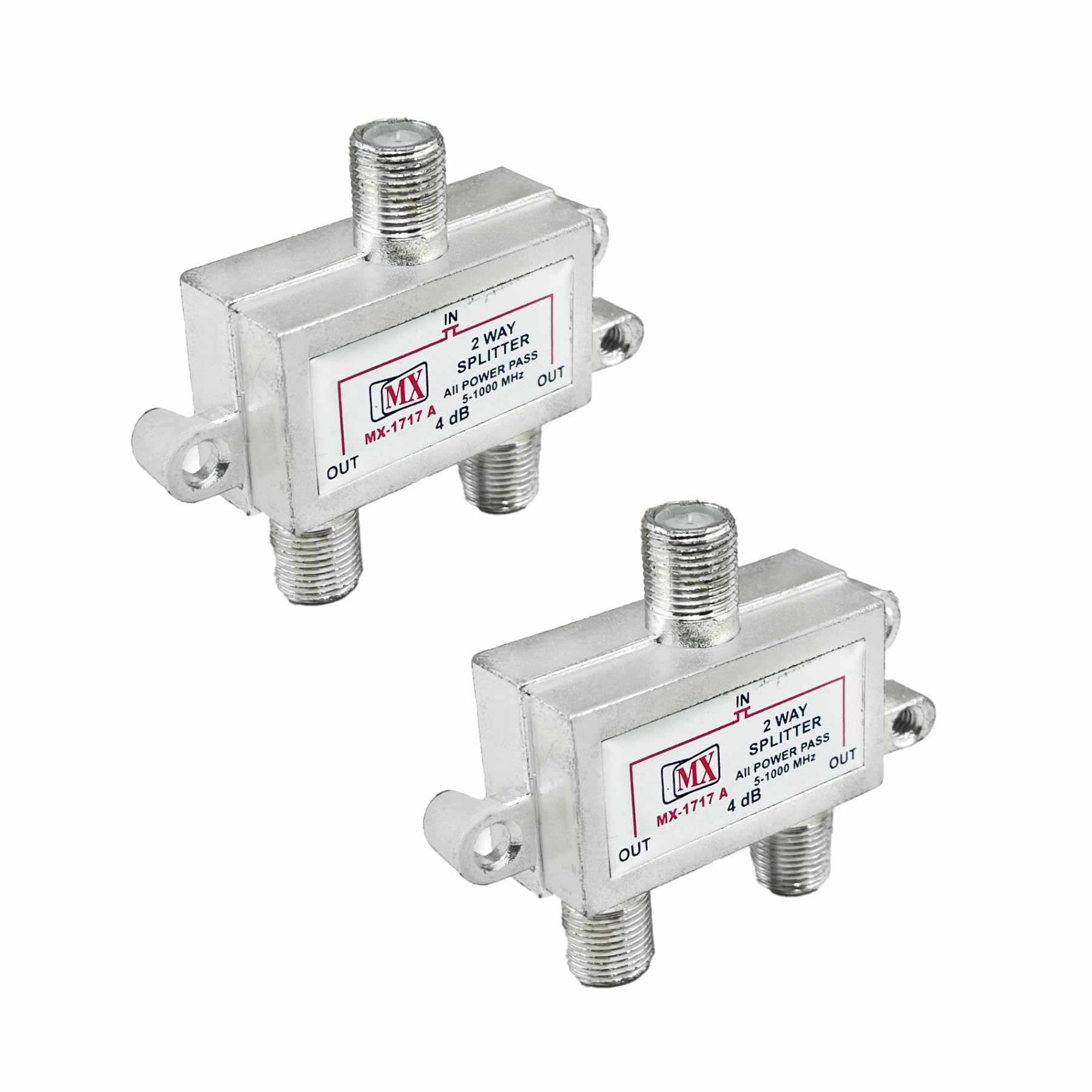 MX 2-Way Mini Coaxial Cable Splitter, 5-1000 MHz RF Signal Divider