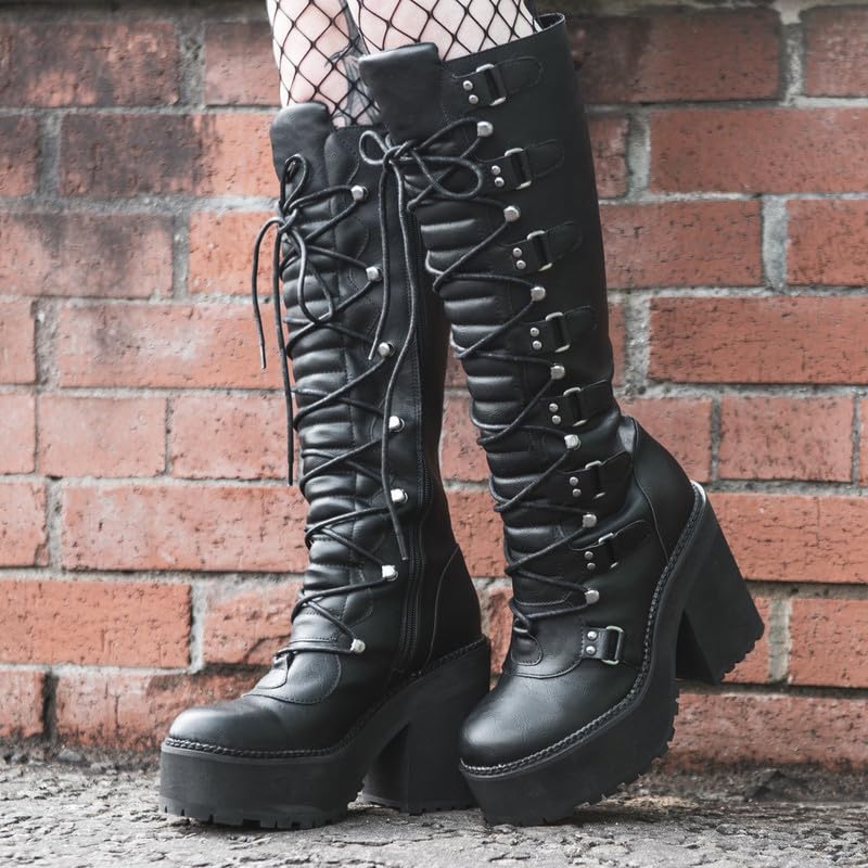 AMINUGAL Black Knee High Boots Womens4