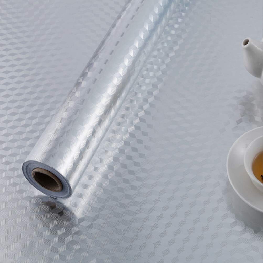 OM AKSHAR Kitchen Oil Proof Sticker roll, Kitchen Wallpaper Oil Proof Waterproof, Kitchen Wall Stickers Heat Resistant, Wallpaper for Kitchen (2 M Silver 3D LuV)