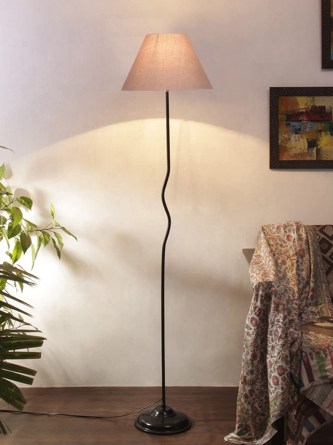 Devansh Grey Cotton Fabric Shade with Iron Floor lamp(MN19)-image-43