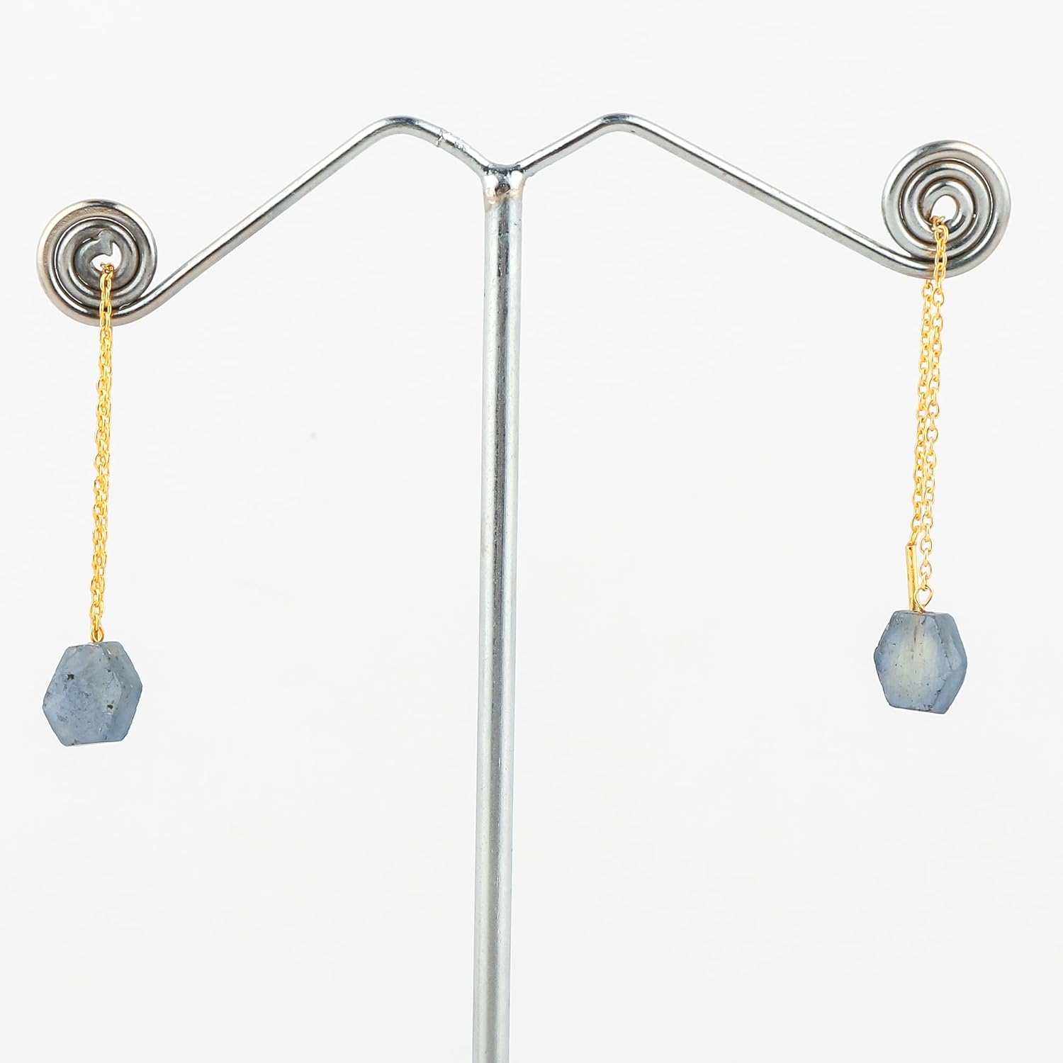 Natural Raw Gemstones Threader Earrings, Handmade Dangling Earrings for Women, Gold Plated Earrings, Rough Stones Healing Crystals, Women Jewelry, Gift For Her - Image 4