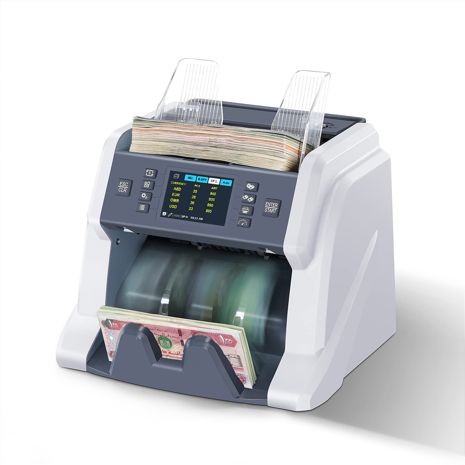 RIBAO TECHNOLOGY BC-40 Money Counting Machine, CIS/UV/MG/IR Counterfeit Detection, Mixed denomination Cash Value counting for AED/OMR/USD/EURO