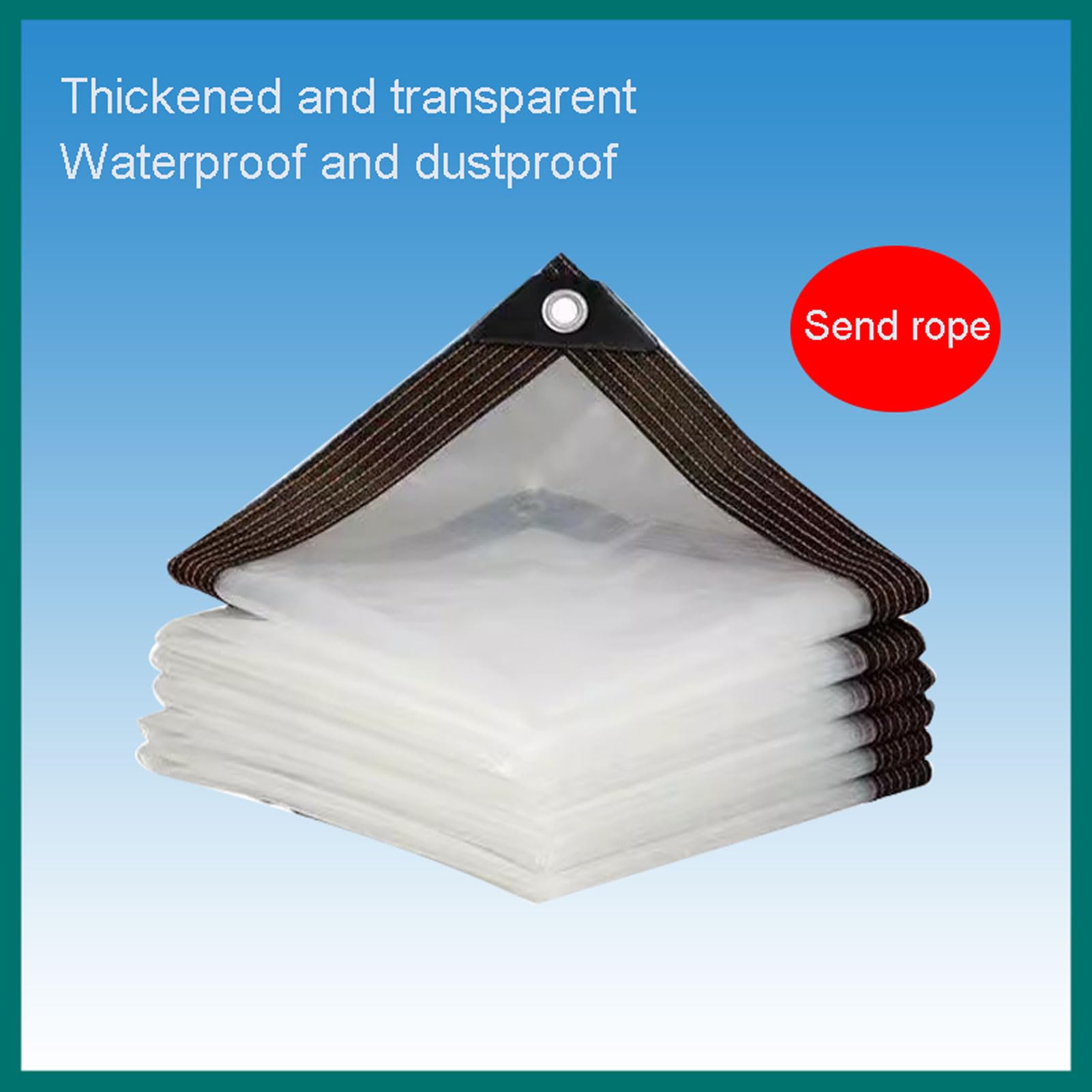 Bâche transparente imperméable, robuste, 9 x 11 m, pliable avec œillets, bâche polyvalente en plastique pour serre, jardin, terrasse, protection extérieure