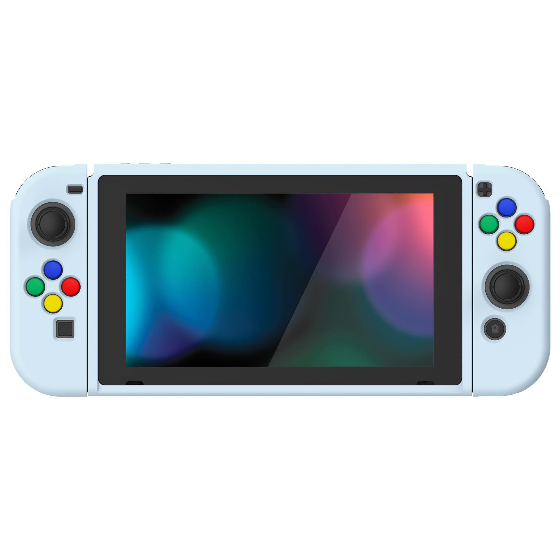 PlayVital Cover Protettiva Custodia per Nintendo Switch Copertura Morbida TPU Case per Joycon Console con Copri Tasti ABXY Direzionali Colorati-Celeste