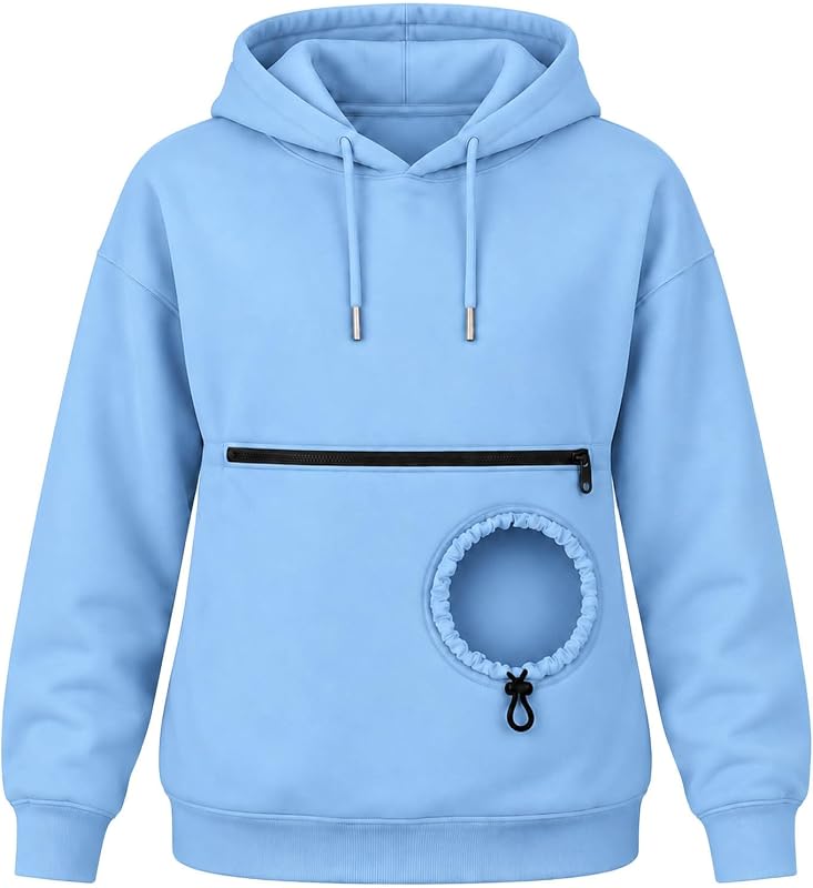 JZANHGAS Women’s Pet Pouch Hoodie Zipper Kangaroo – Zip Up Easy