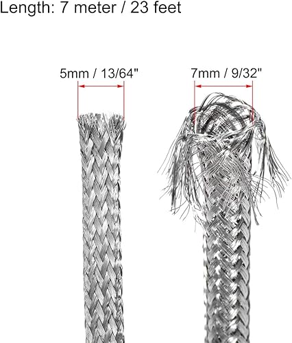Miniatura 2 de uxcell Cubierta de manguera expandible de acero inoxidable 304 de 23 pies a 1364 pulgadas