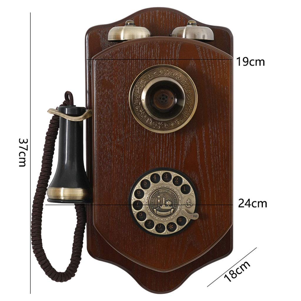 Telefon stacjonarny wiszący na ścianie, antyczny telefon, zabytkowy drewniany, obrotowy, do salonu, gabinetu, dekoracji, telefonu domowego i biurowego