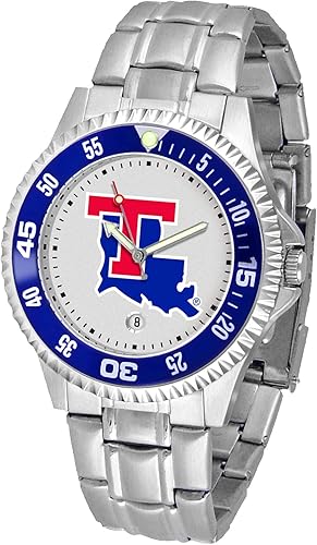 Vista 19 de SunTime Reloj de cuarzo de 1.575 in para hombre, correa de acero inoxidable de 0.787 in, esfera Gameday