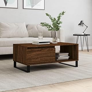Brown Oak Engineered Wood Coffee Table, 35.4x19.7x14.4 in, Hairpin Metal Legs, Spacious Storage, Living Room Furniture, Rectangular Tea Table