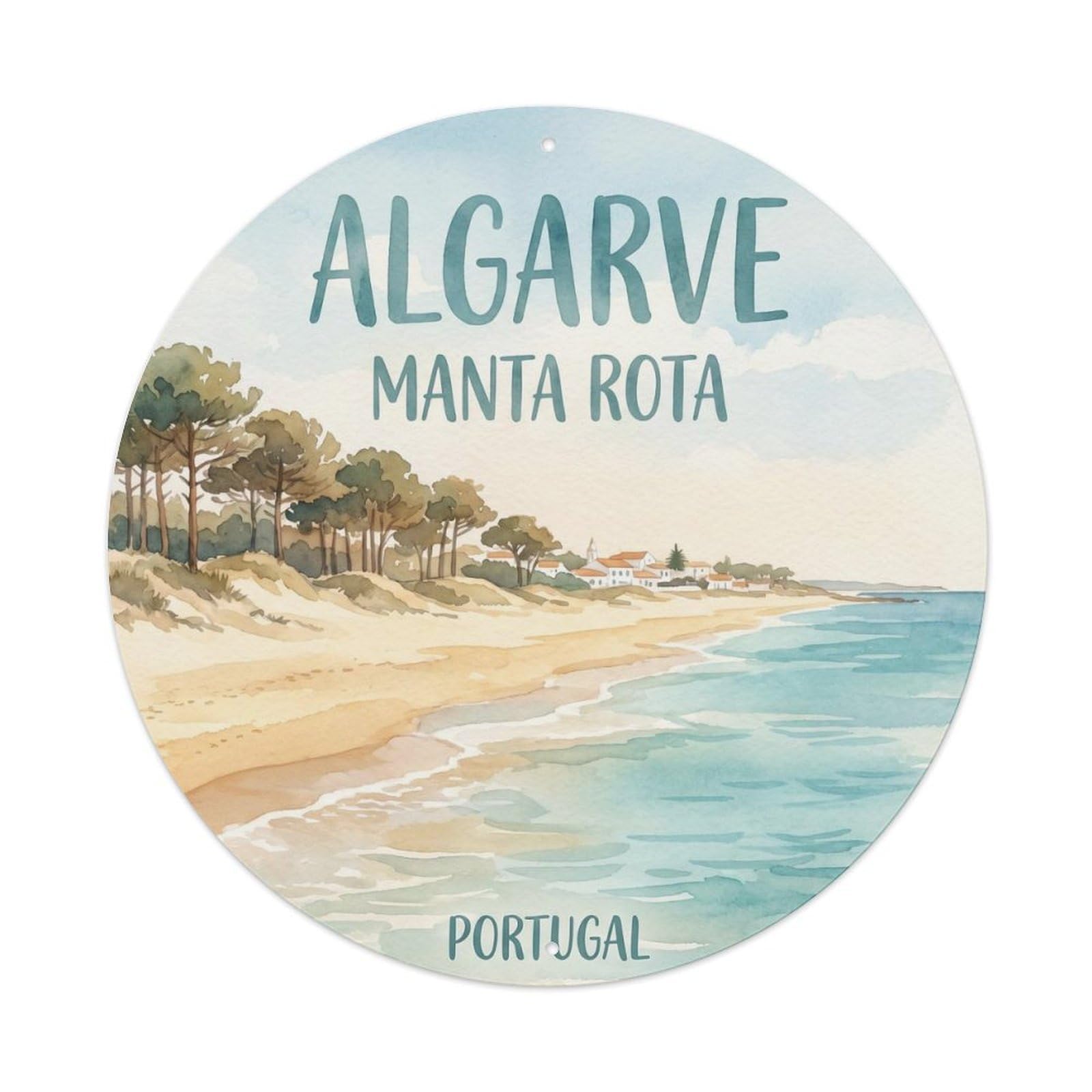 Olhnbad 08X08inch Style Classic Portugal Algarve Coast Artful Travel Art Metal Tin Sign