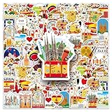 Spain Stickers |50Pcs Espana Waterproof Vinyl Decals for Bike Water Bottles Laptop Bicycle Refrigerator Cup Luggage Computer Mobile Phone Skateboard Decor