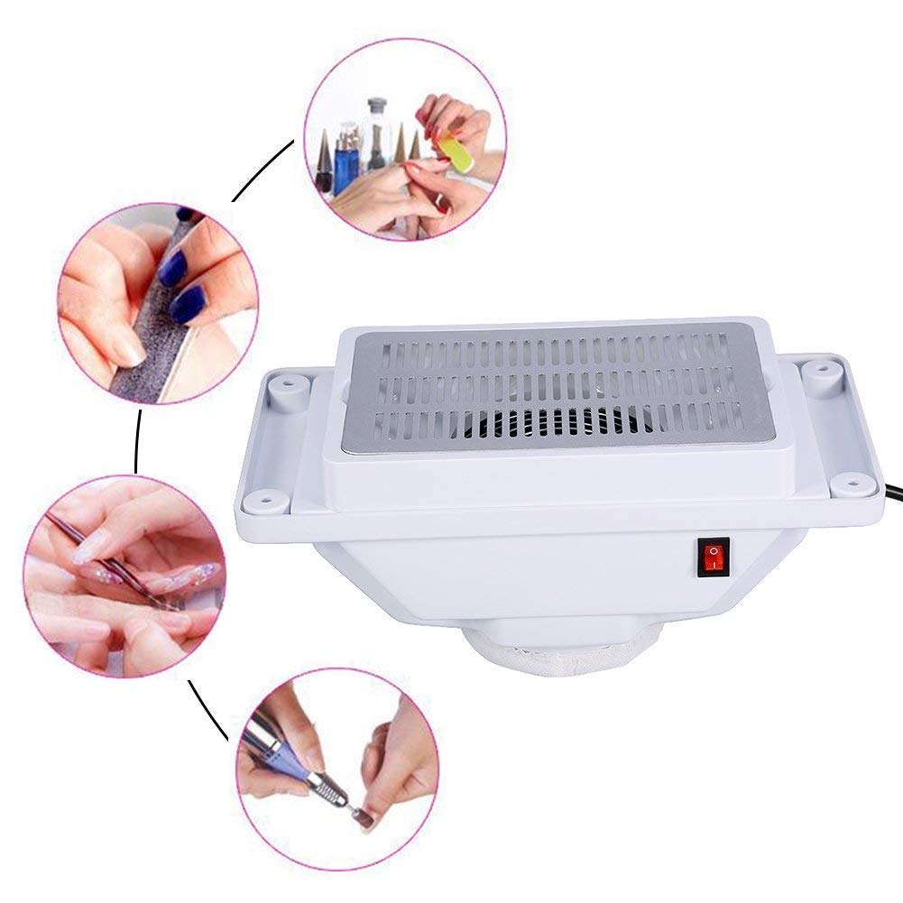 LoveCrazy Aspirador Manicure Polvo Uñas para Manicura y Pedicura Herramienta Profesional Colector de Polvo para Limpieza de Uñas y Aspiradores con Bolsa