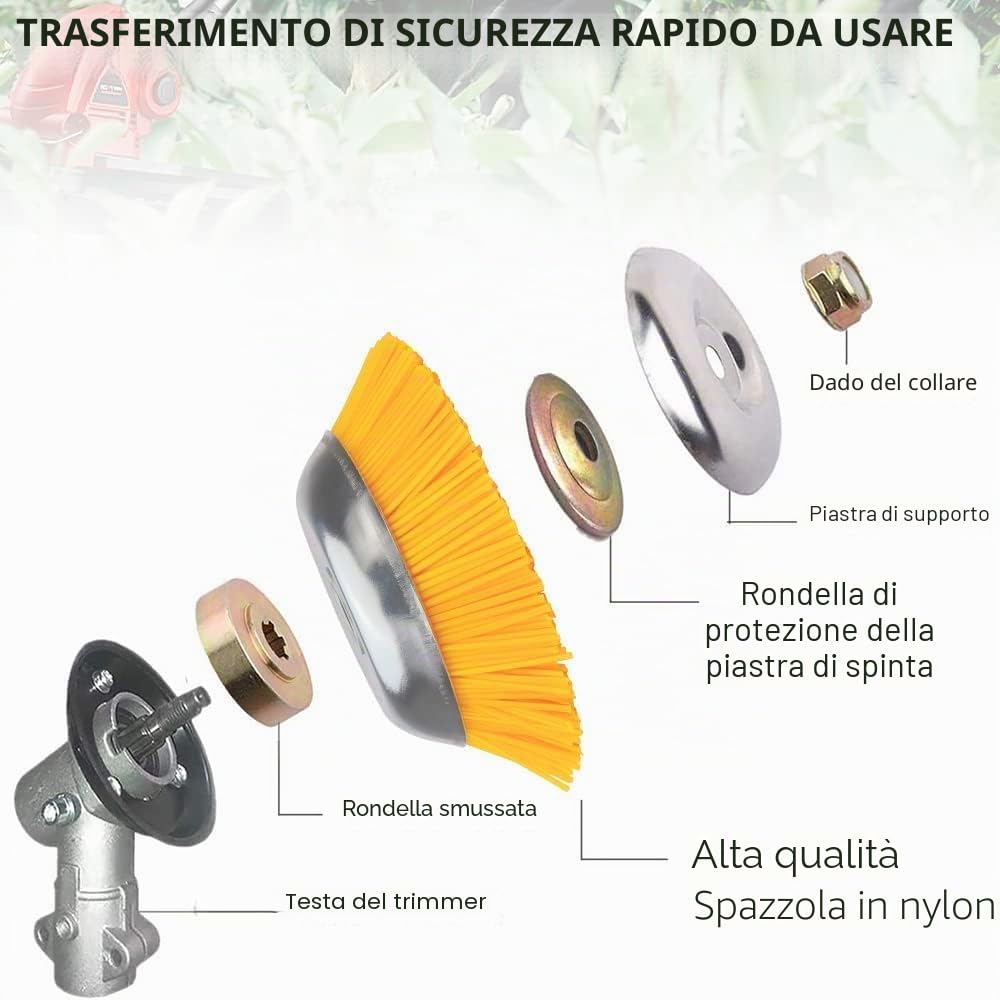 Spazzola per Decespugliatore, Set da 2 Spazzole Erbacce Decespugliatore in Nylon, Testina Decespugliatore Universale con Foro 25.4 mm per Rimozione Erbacce, Muschio e Impurità
