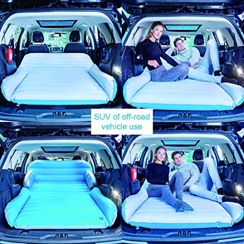 WEY&FLY 3 in 1 SUV Air Mattress Inflatable Sofa Car Air Mattress Travel Inflatable Mattress Camping Air Bed Dedicated Mobile Cushion Extended for Home Outdoor for SUV (Blue and Gray) - Thumbnail 4