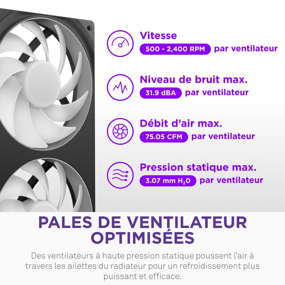 NZXT Kraken Core 240 RGB - Refroidisseur liquide AIO CPU - Radiateur 240 mm - Ventilateur monobloc 240 mm - Compatible Intel® LGA 1851/1700/1200/115X & AMD® AM5/AM4 - Noir