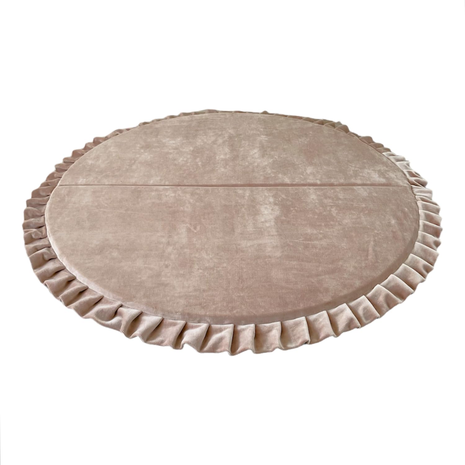 Beige Runde XXL Spielmatte aus Weicher Samt für Kinder und die ganze Familie mit abnehmbarem Bezug 125x125 cm Babyspielmatte Kuschelmatte rutschfest Waschbar Kinderzimmer