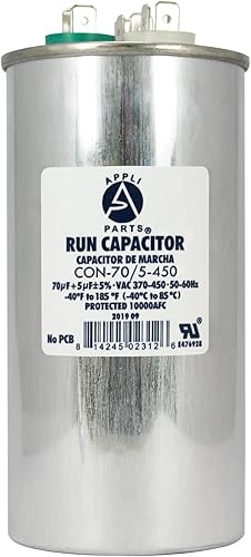 Appli Parts Condensador de doble funcionamiento para CA 705 Mfd uF microfarados 370VAC o 450VAC CBB65 redondo Ajuste universal para HVAC y otras