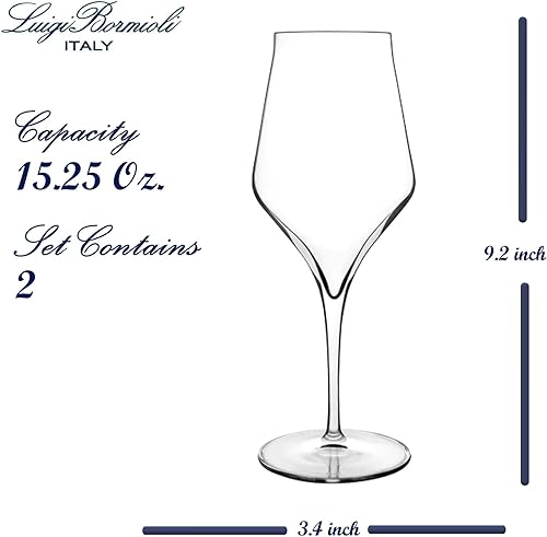 Miniatura 2 de Luigi Bormioli Supremo - Juego de 2 copas de vino Chianti/Pinot Grigio - Elegante copa de vino blanco de 15.25 onzas, fabricada en Italia.
