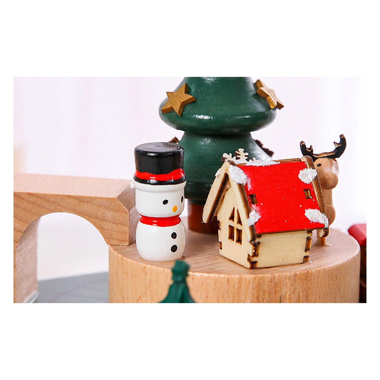 Carillon per di Natale – Carillon in Legno Artigianale | in Movimento con e Suoni | Espositore da Ufficio per Feste per Famiglie e Collezionisti