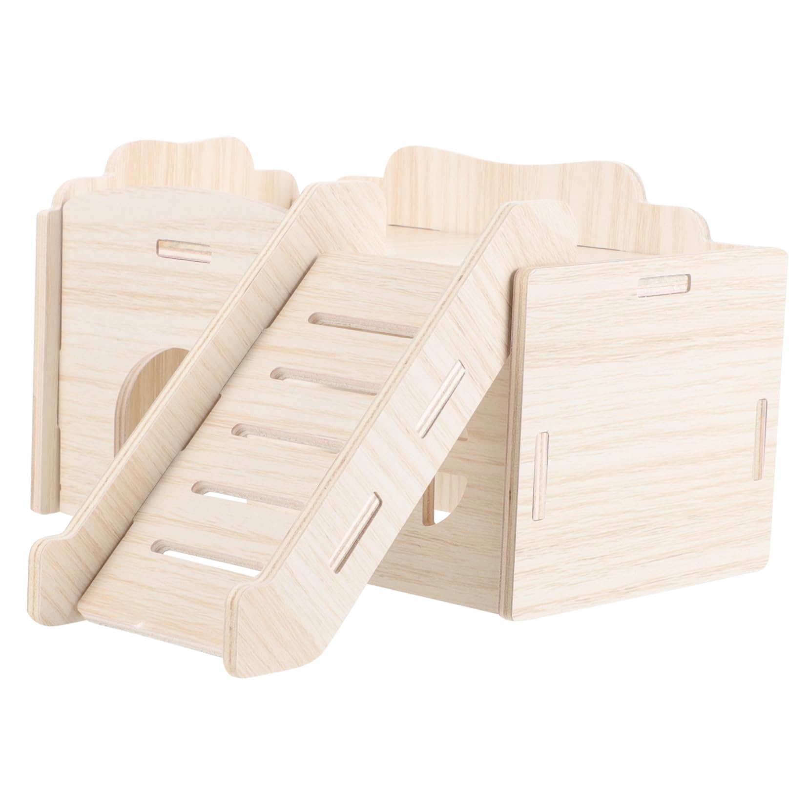 POPETPOP Wooden Hamster House with Climbing Ladder Durable Hamster Playground Natural Hideout for Playing and Relaxing Present for Pet Owners