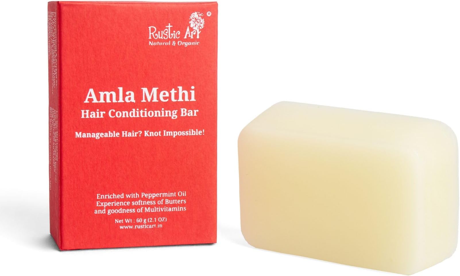 Rustic Art Amla Methi Hair Conditioning Bar | Organic, Natural, Vegan | Sulphate & Sillicone Free | 60g