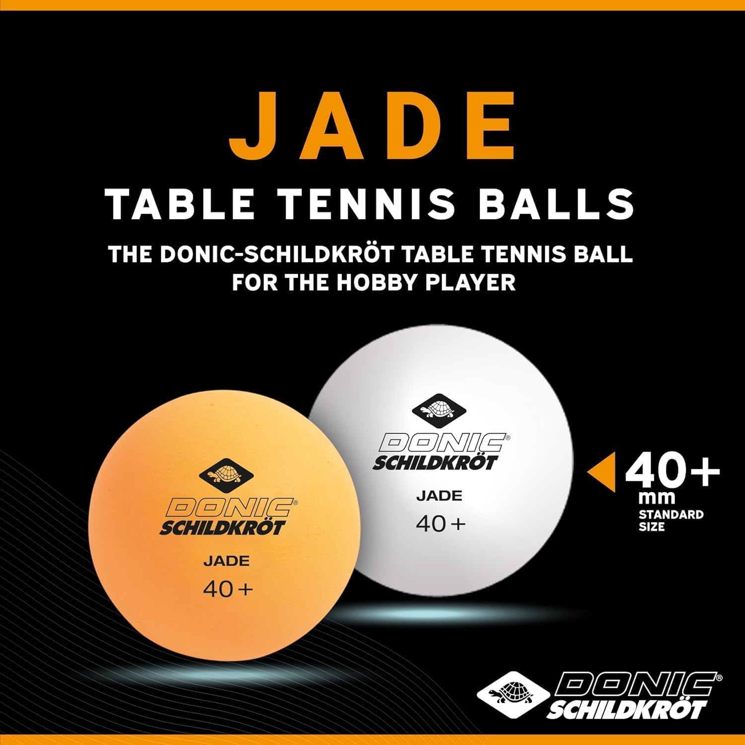 Schildkröt Donic Jade Table Tennis Ball Poly 40+ Quality, White, Orange or in Colour Mix, Pack of 6, 12 Pieces, 72 Pieces or 144 Pieces