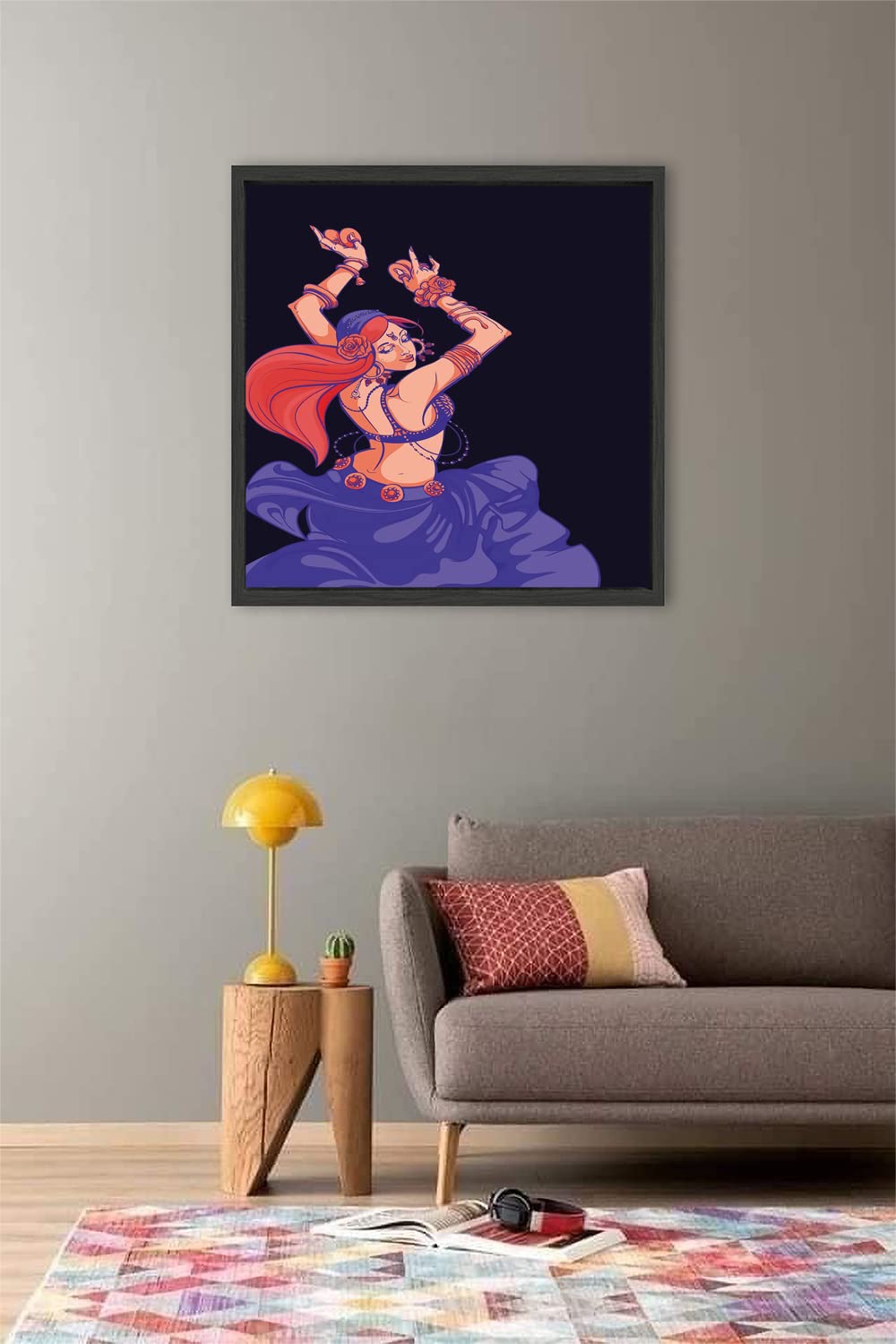 XtremeSkins Designs Print Black Wood Floater Framed Canvas Wall Art Decoration Poster (22x22 Inch) - Tribal Fusion Belly Dancer Gypsy