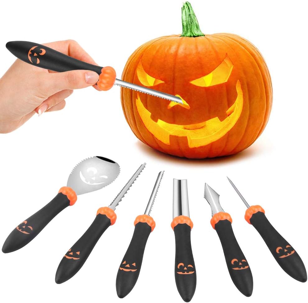 YQHbe Halloween Pumpkin Carving Kit - Professional 6 Stainless Steel Pumpkin Carving Set for Decorations, Fit For Kids and Adults