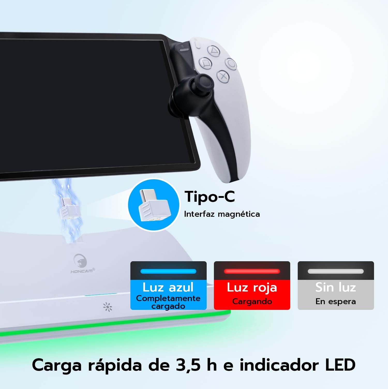 Mcbazel Base de Carga para PS Portal Remote Player, Soporte de Carga Portátil con Luces RGB, Soporte de Carga para Accesorios PS5 Portal