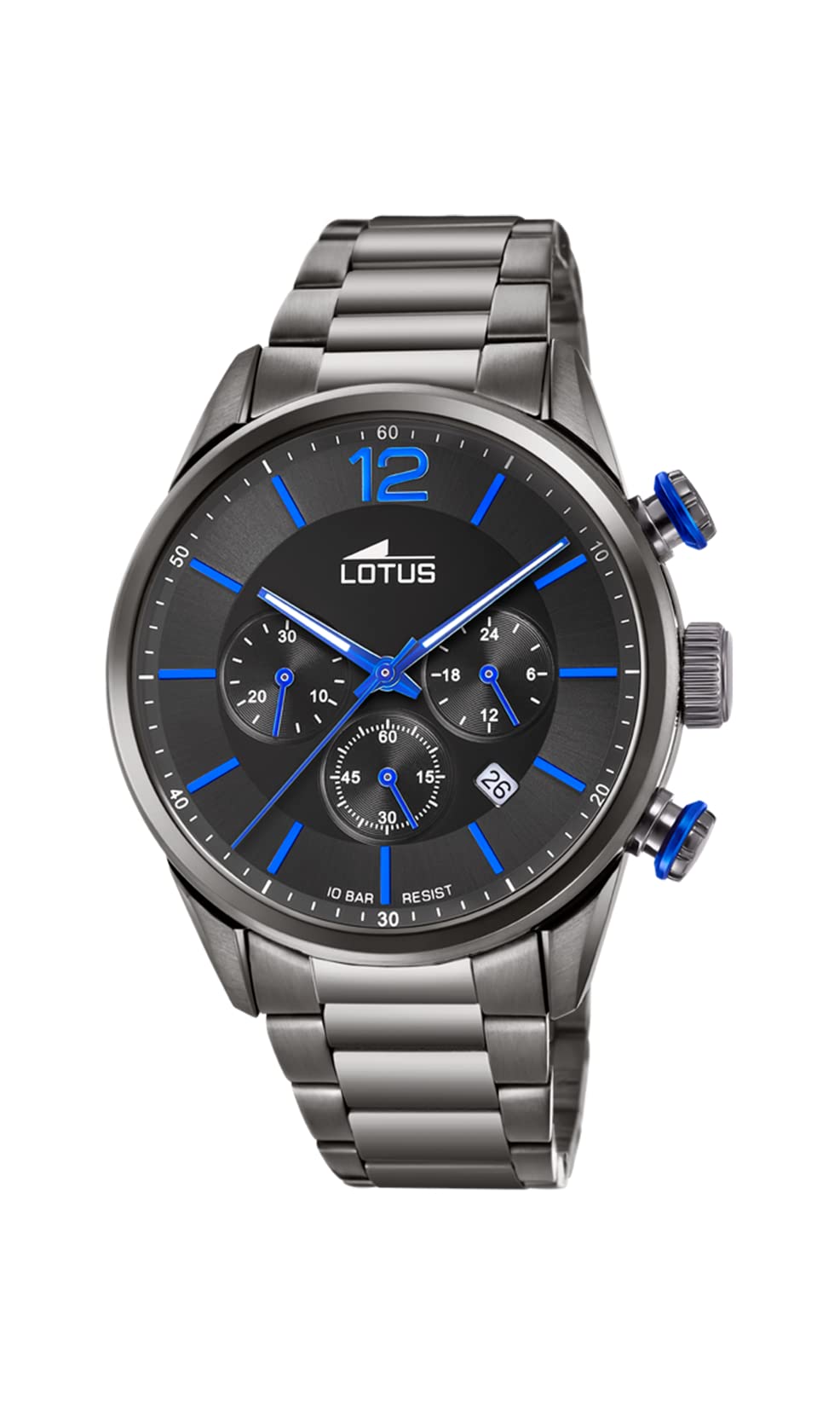 LOTUS Reloj Hombre 18686/3 Chrono Caja de Acero Inoxidable 316l Negro Correa de Acero Inoxidable 316l Negro