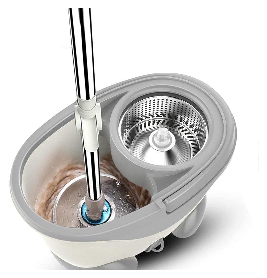 Mopp und Eimer mit Wringer-Set, Schleudermopp und Eimer, rotierende Mopps für die Bodenreinigung, drehbarer Mikrofaser-Mopp mit Edelstahlunterstützung