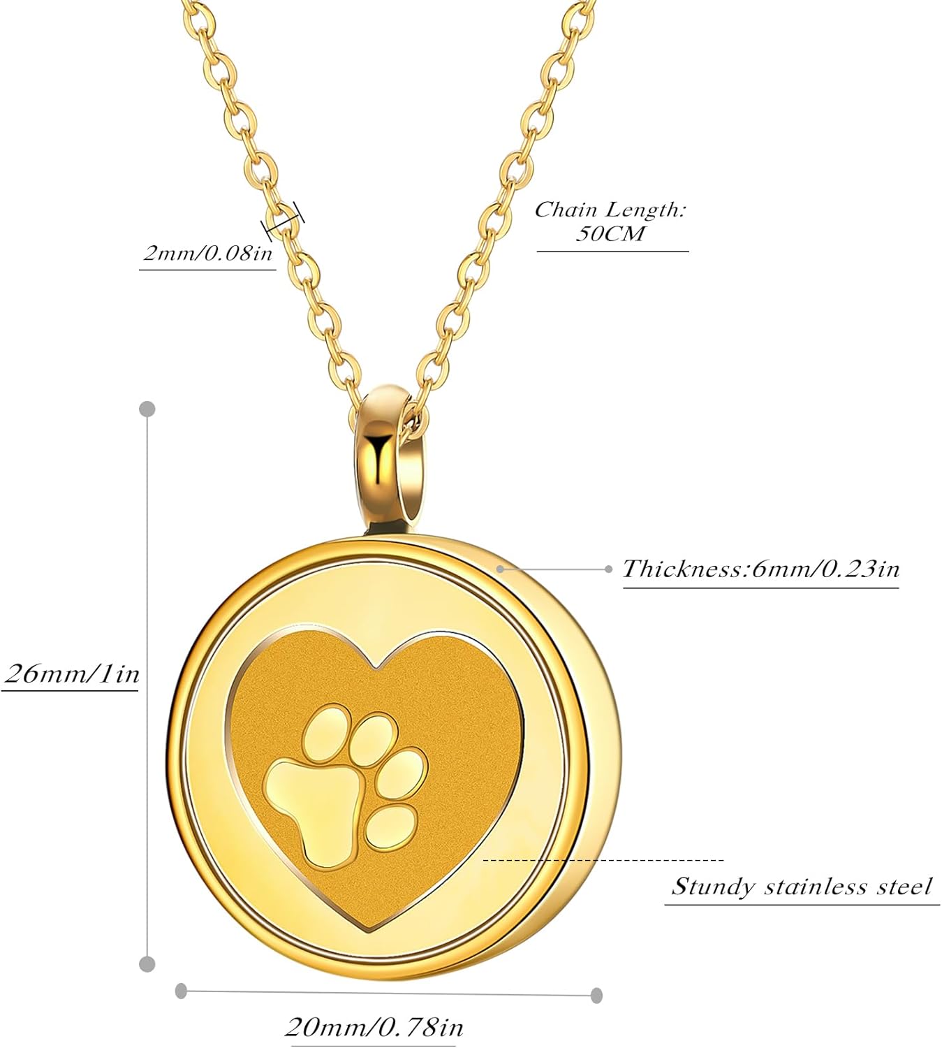 Custom Pet Urn Necklace,Cat/Dog Paw Print Keepsake Jewelry,Personalized Pet Name and Portrait,Stainless Steel Memorial Pendant,Keepsake for Dog & Cat Lovers - Image 6