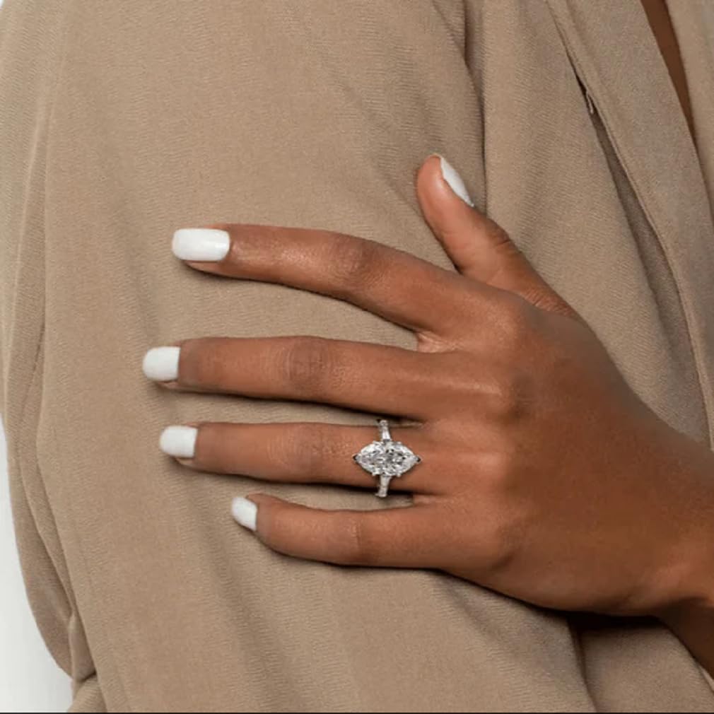 2-6 CT Marquise Cut 3 Stone Moissanite Ring Diamond Engagement Rings for Woman Wedding Bridal Set Vintage Antique Anniversary Promise Gifts for Her