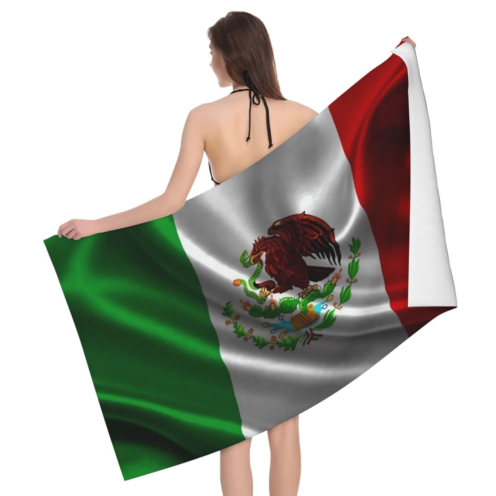 HLBSDM Microfiber Mexican Flag Beach Towel Quick Dry Soft Sand Free Beach Towels for Pool Swim Beach Lightweight Thin Towels