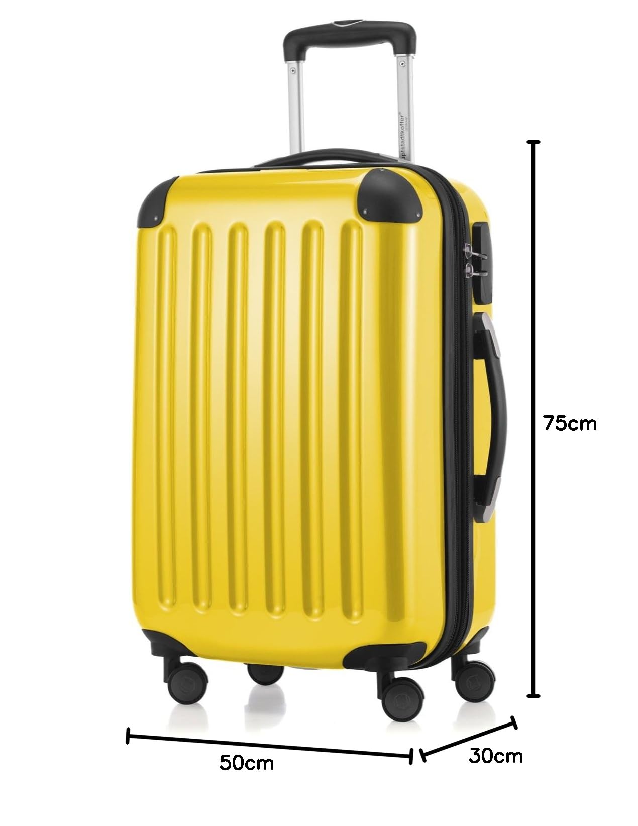 Hauptstadtkoffer Alex - 3er Kofferset - Handgepäckskoffer 55 cm, mittelgroßer Koffer 65 cm + großer Reisekoffer 75 cm, Hartschale ABS+PC, Zahlenschloss, Gelb