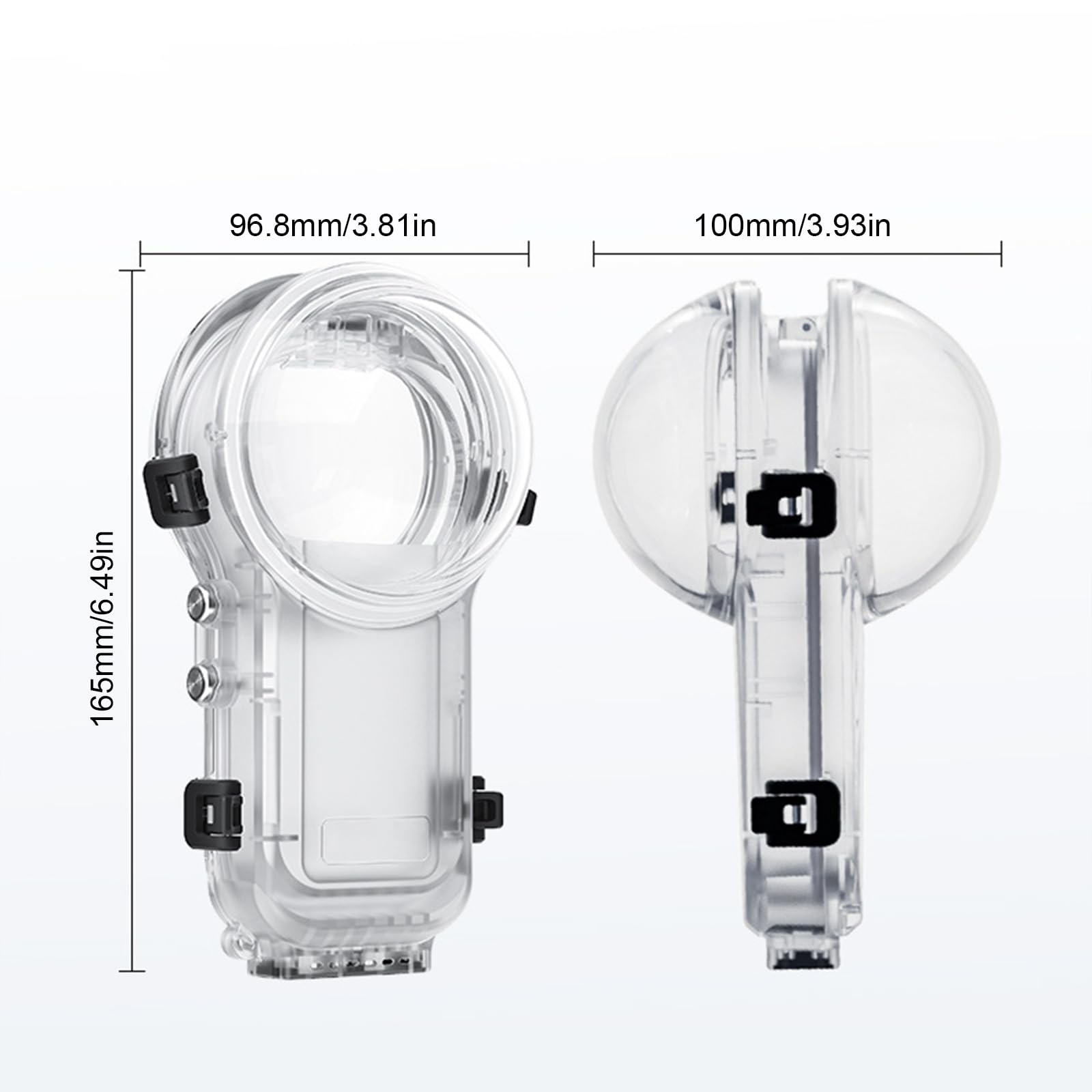 1 funda subacuática transparente de liberación rápida para cámara de acción con 60 m y funda protectora para negación subacuática ciega