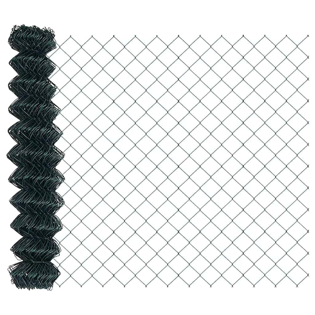 Recinzione a rete da pavimento 1 x 25 m, rete verde con robusti pali in acciaio per giardino, terrazza e delimitazione di terreno, resistente alle intemperie, facile montaggio, protezione UV