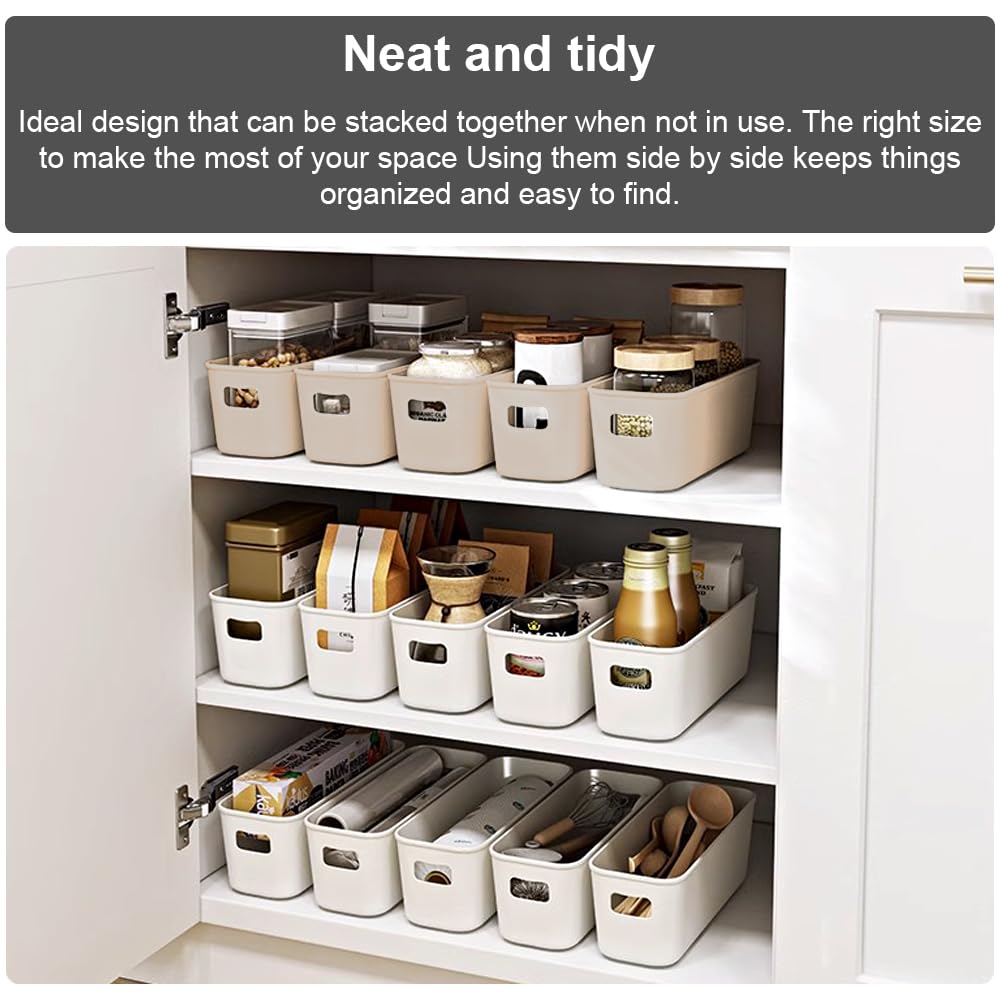 Lot De 4 Boîtes De Rangement Bafumiu - Plastique Blanc 25x10x8 Cm - Organisateur Pour Cuisine/bureau