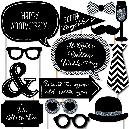 Big Dot of Happiness Wedding Anniversary - Photo Booth Props Kit - 20