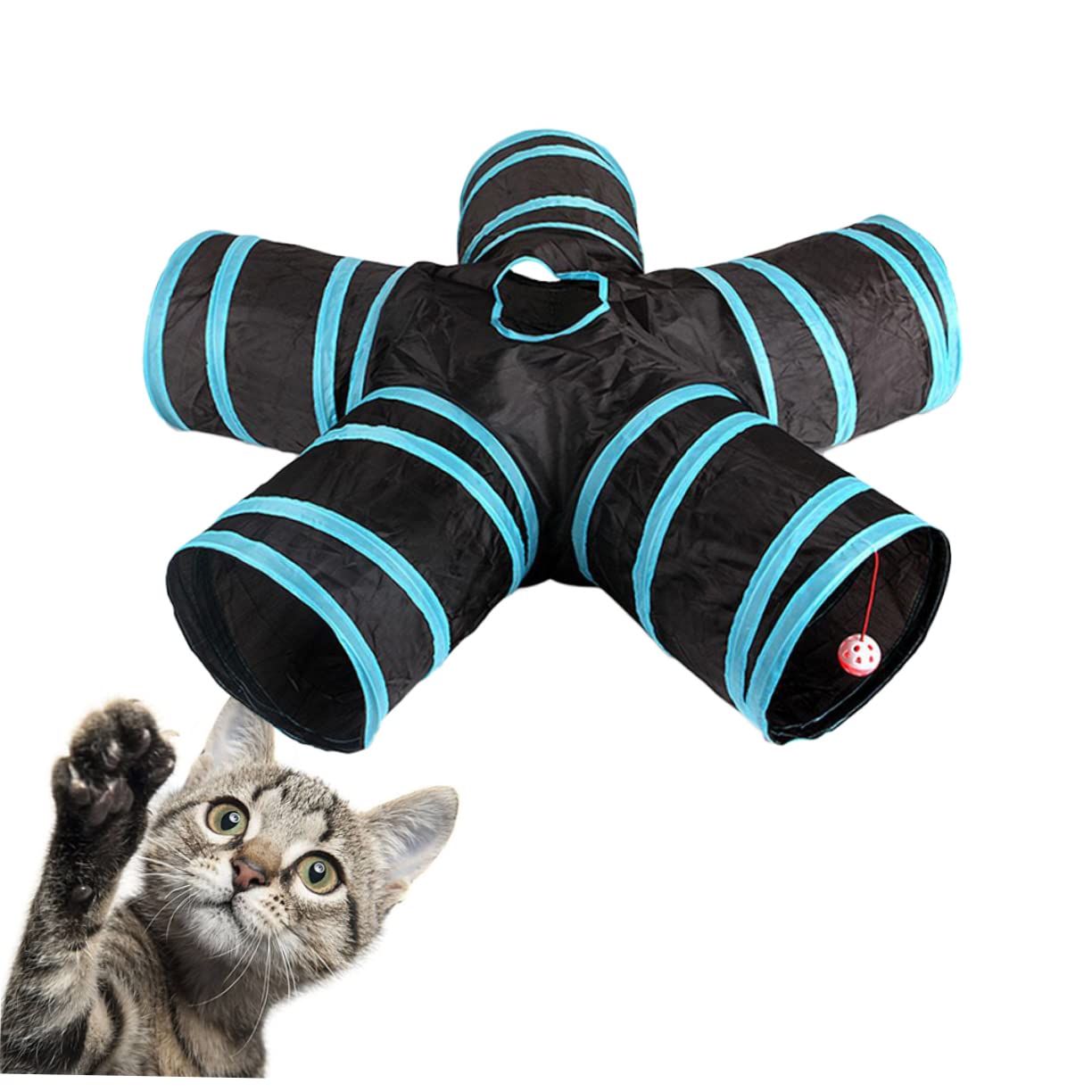 FRCOLOR 3 Piezas de Tubos de hámster Plumas para Juguetes para Gatos, Juguetes para Perros pequeños, Juego de Animales, Juguetes para Perros, Juguetes para Mascotas, túnel Plegable de 5 vías, túnel