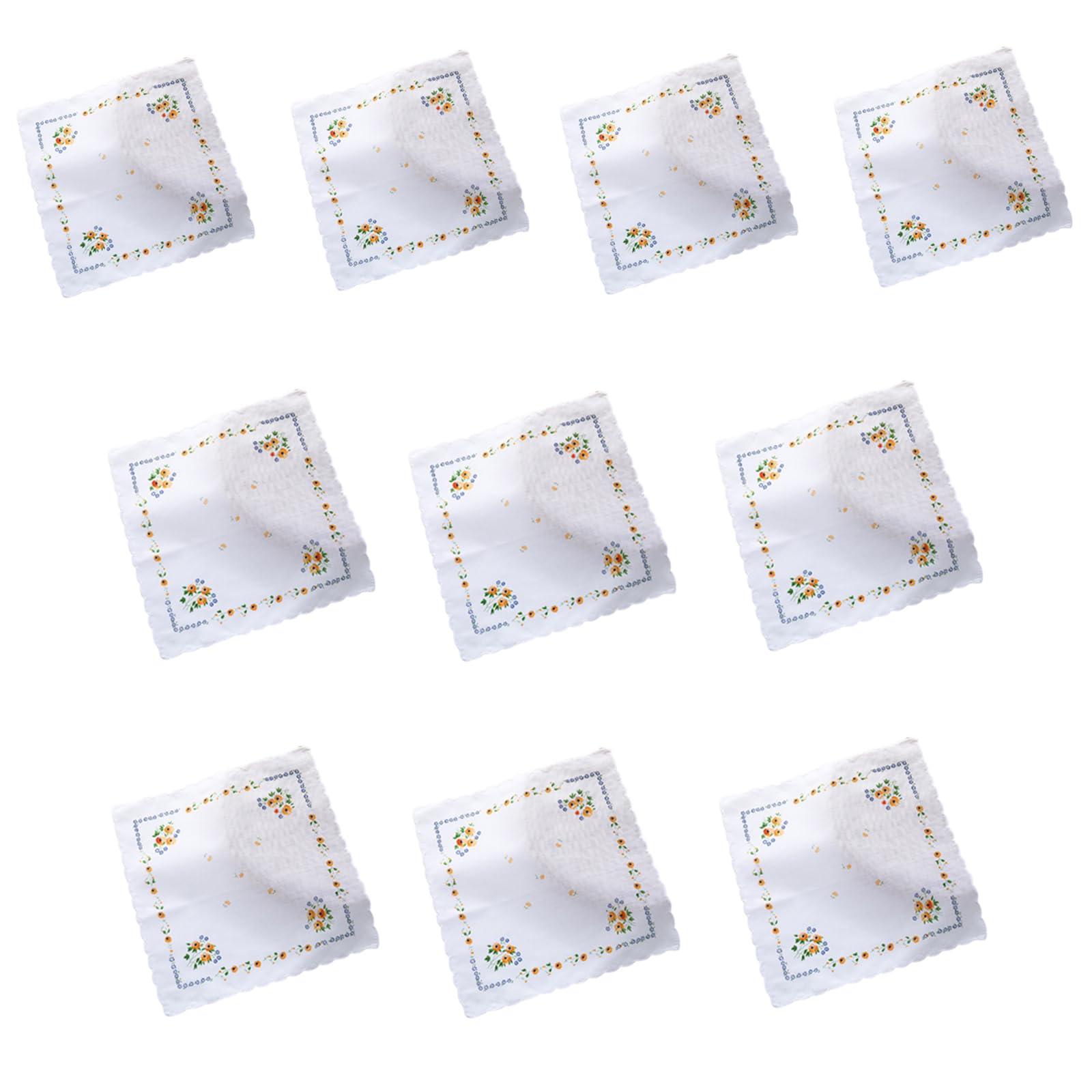 Elnwnnkc 10Pcs Women Hankies Embroidered Cloth Fragmented Flower Hanky Florals Cloth Handkerchief Sweat Bandana Flower Hanky