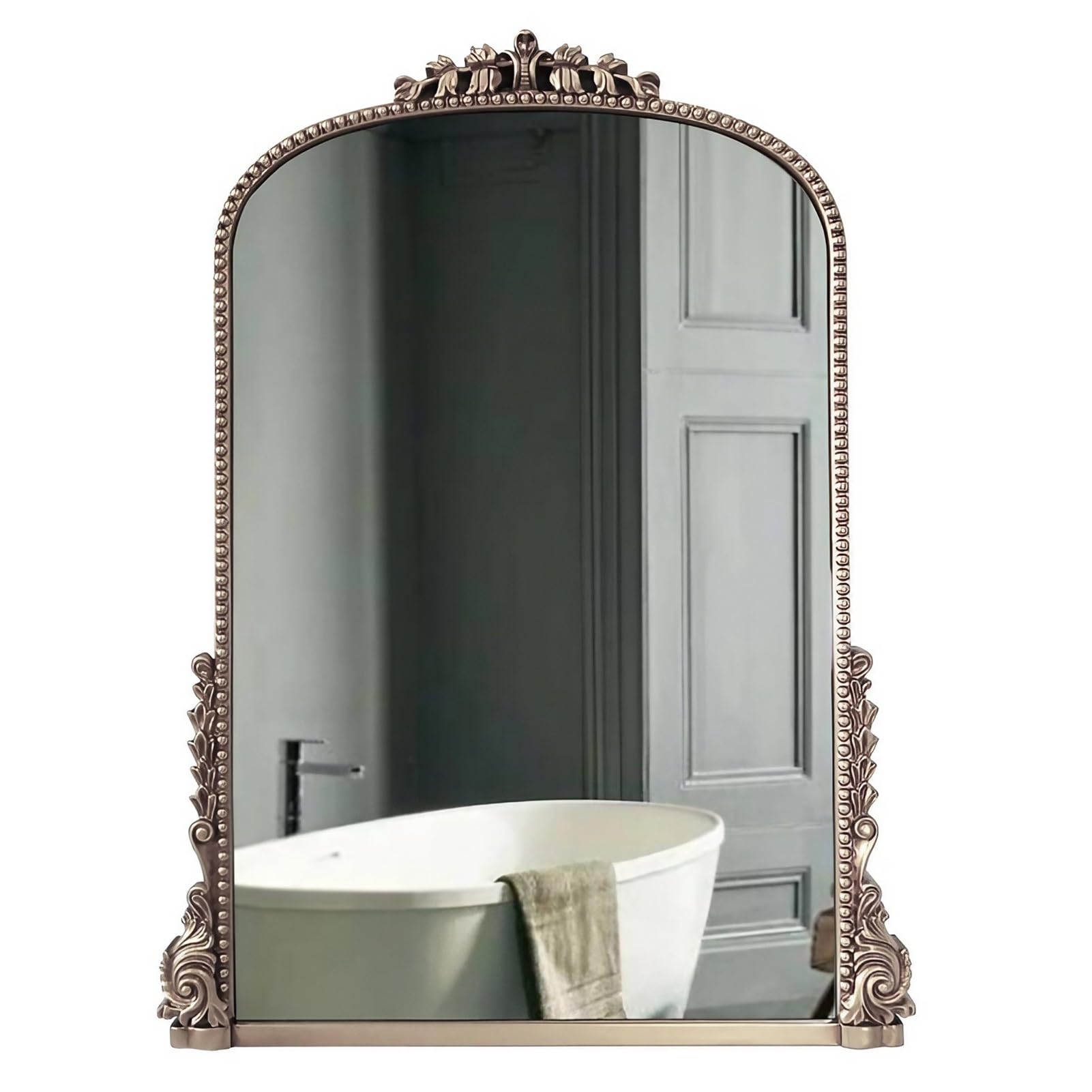 FGXHHS Decorative Wall Mirror, 24×32inch Vintage Ornate Baroque Victorian Antique Mirror for Living Room Hallway Entryway Bathroom(Antique Silver)