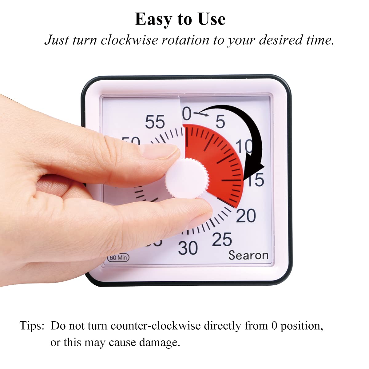 Buy Searon Kid Analog Timer Visual Countdown Clock Square for Toddler