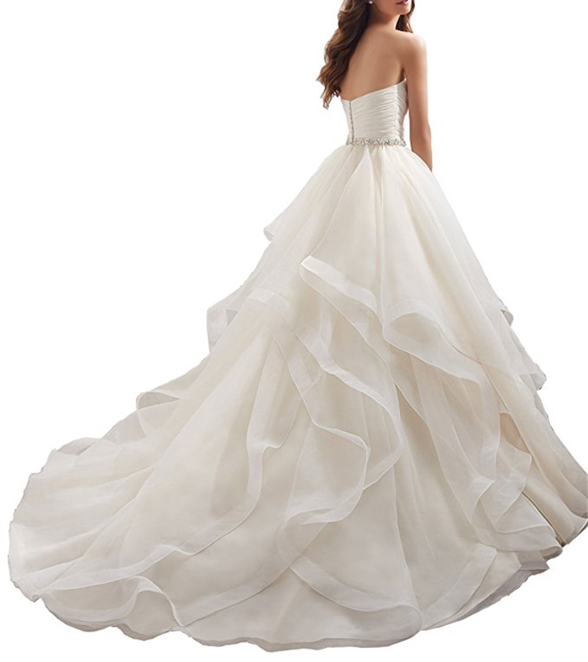 Donna Organza Ruffles Ball Abito Abiti da Sposa Abito Sposa Abito
