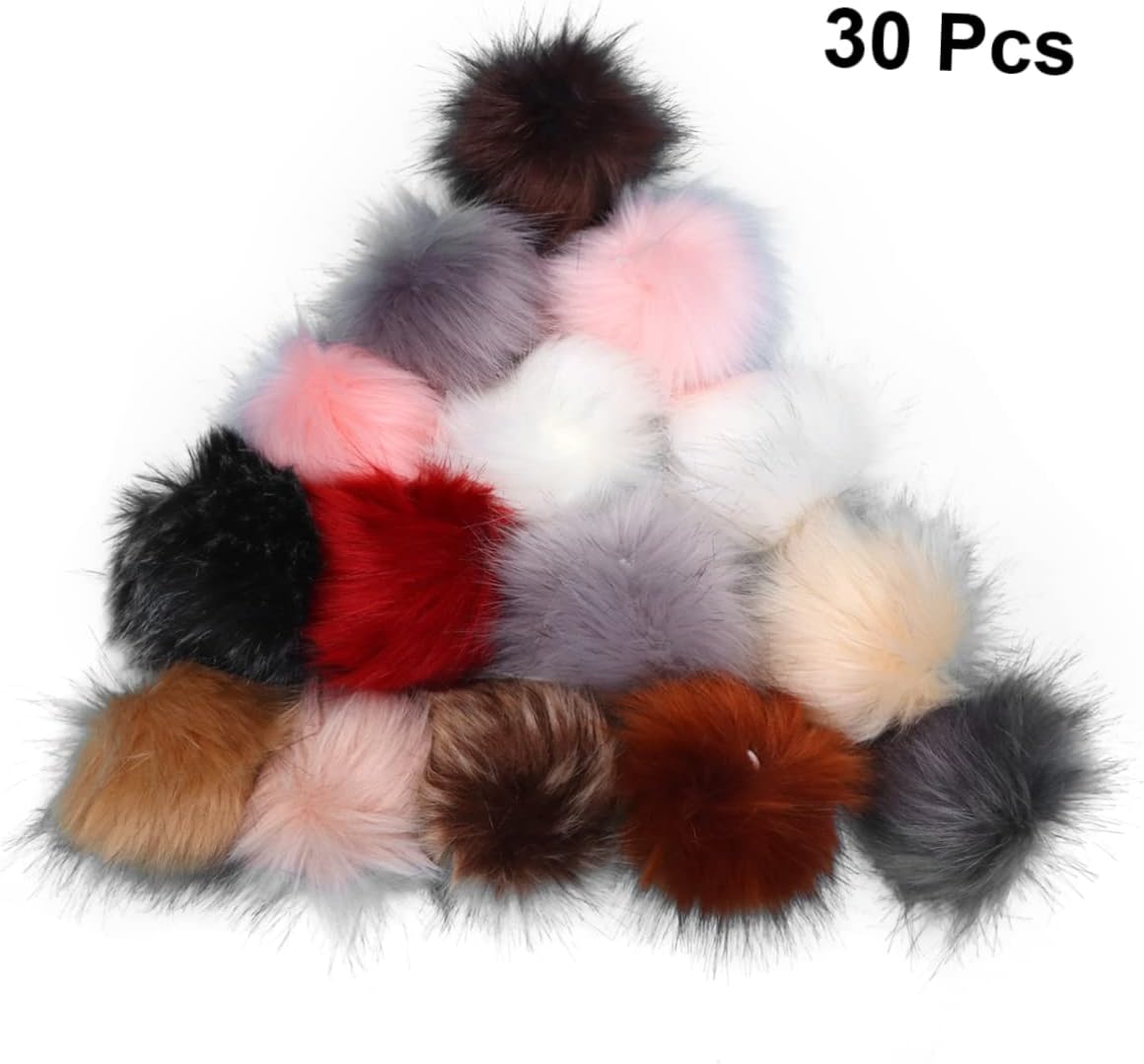 Garneck 30pcs Fluffy Artificial Fur Pom Balls Decorations for Party Craft Pom Boys and Girls Projects Decor